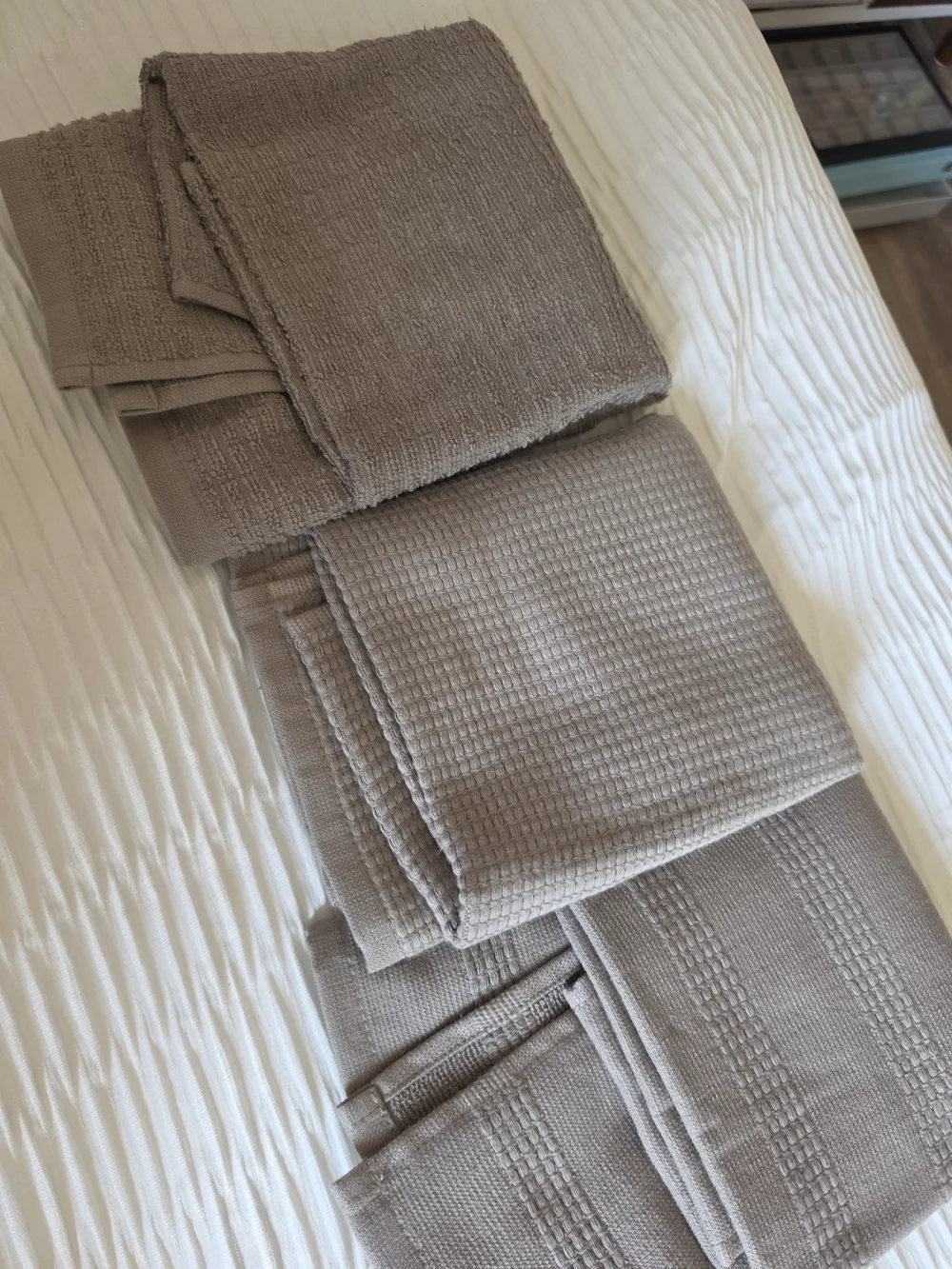 Custom Hand-Monogrammed 'H' Hand Towels Set Of 3- Taupe New